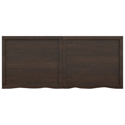 Wastafelblad 140X60X(2-4) Cm Behandeld Massief Hout Donkerbruin Donkergrijs 140 x 60 x 4 cm