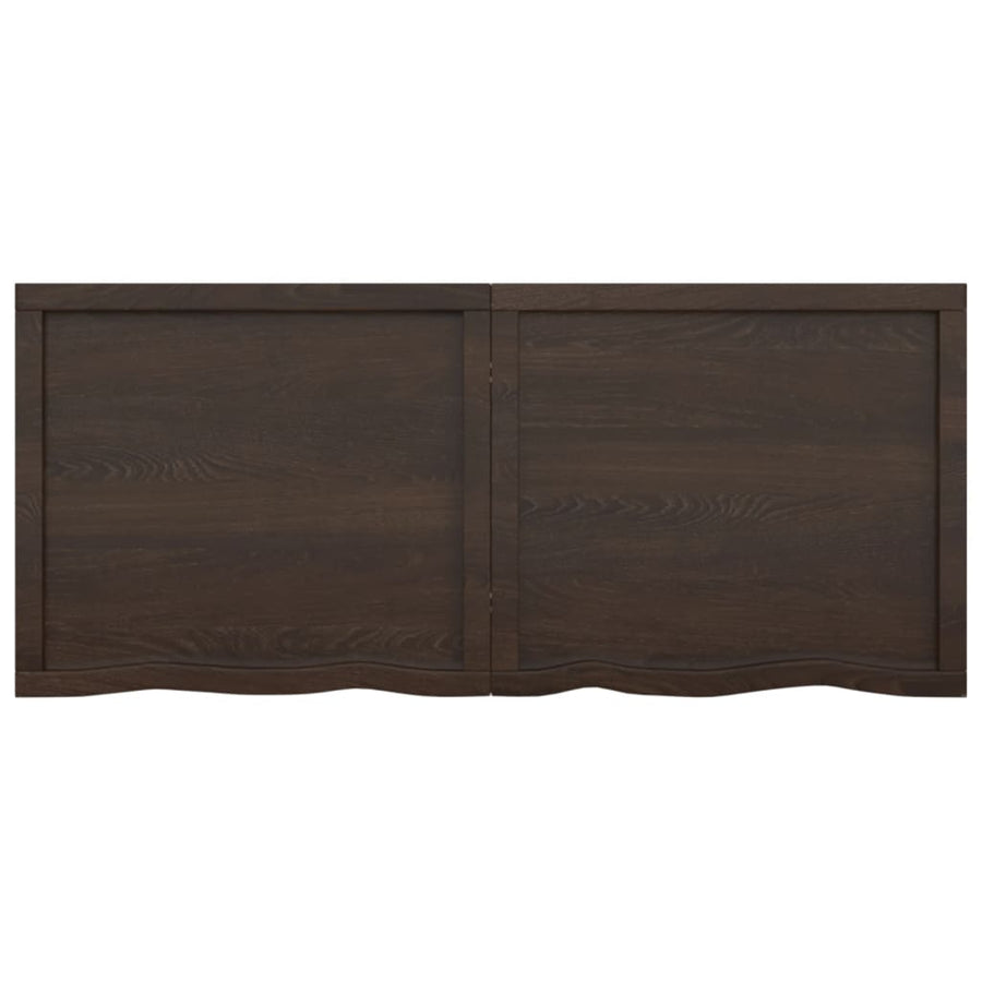 Wastafelblad 140X60X(2-4) Cm Behandeld Massief Hout Donkerbruin Donkergrijs 140 x 60 x 4 cm