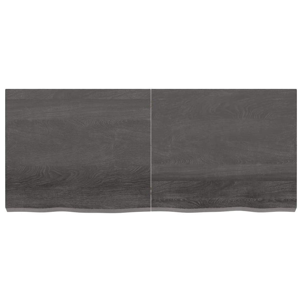 Wastafelblad 140X60X(2-6) Cm Behandeld Massief Hout Donkerbruin Donkergrijs 140 x 60 x 6 cm
