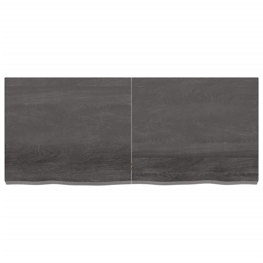 Wastafelblad 140X60X(2-6) Cm Behandeld Massief Hout Donkerbruin Donkergrijs 140 x 60 x 6 cm