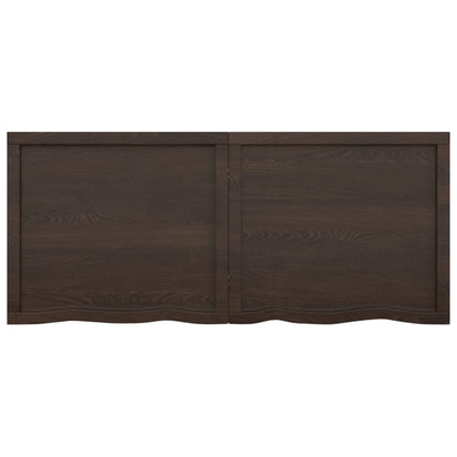 Wastafelblad 140X60X(2-6) Cm Behandeld Massief Hout Donkerbruin Donkergrijs 140 x 60 x 6 cm