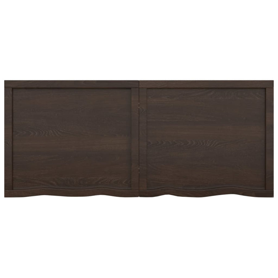 Wastafelblad 140X60X(2-6) Cm Behandeld Massief Hout Donkerbruin Donkergrijs 140 x 60 x 6 cm