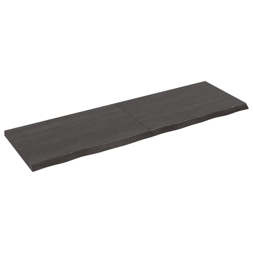 Wastafelblad 160X50X(2-4) Cm Behandeld Massief Hout Donkerbruin Donkergrijs 160 x 50 x 4 cm