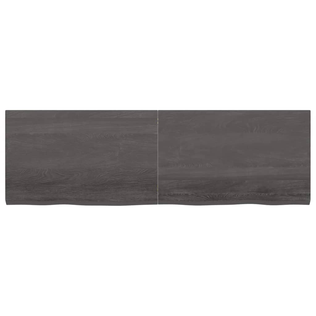 Wastafelblad 160X50X(2-4) Cm Behandeld Massief Hout Donkerbruin Donkergrijs 160 x 50 x 4 cm