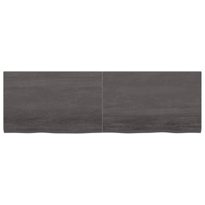 Wastafelblad 160X50X(2-4) Cm Behandeld Massief Hout Donkerbruin Donkergrijs 160 x 50 x 4 cm