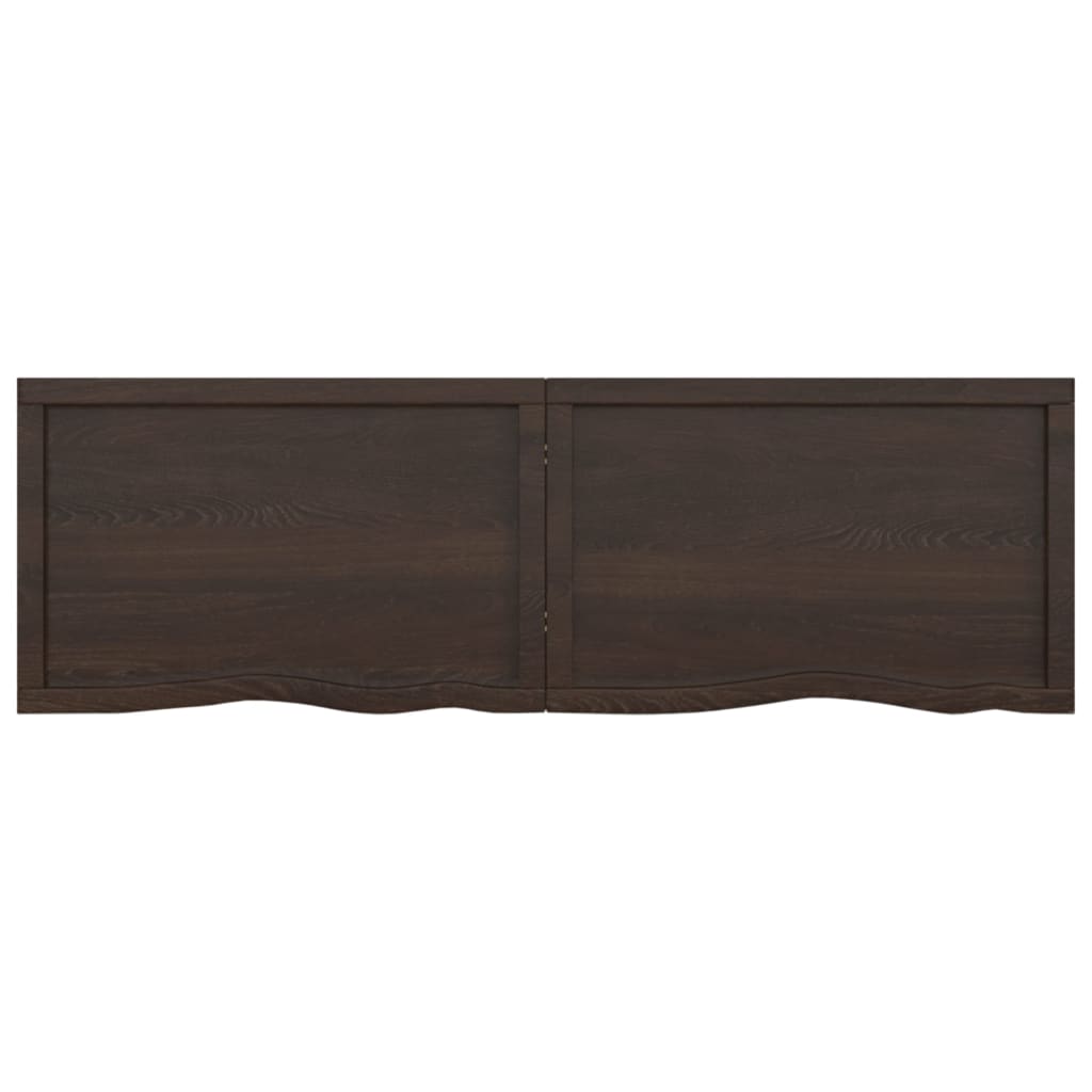 Wastafelblad 160X50X(2-4) Cm Behandeld Massief Hout Donkerbruin Donkergrijs 160 x 50 x 4 cm