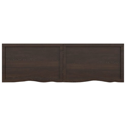 Wastafelblad 160X50X(2-4) Cm Behandeld Massief Hout Donkerbruin Donkergrijs 160 x 50 x 4 cm