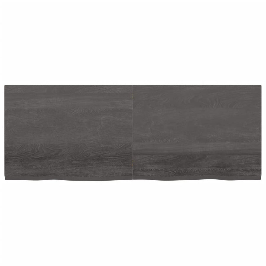 Wastafelblad 160X60X(2-4) Cm Behandeld Massief Hout Donkerbruin Donkergrijs 160 x 60 x 4 cm