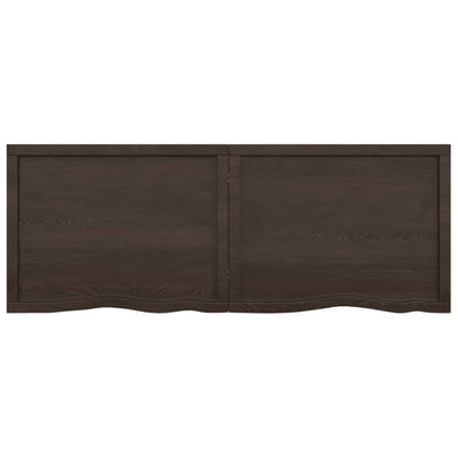 Wastafelblad 160X60X(2-4) Cm Behandeld Massief Hout Donkerbruin Donkergrijs 160 x 60 x 4 cm