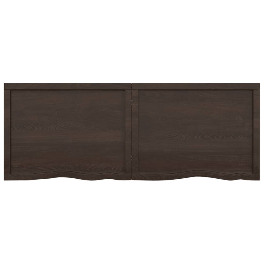 Wastafelblad 160X60X(2-4) Cm Behandeld Massief Hout Donkerbruin Donkergrijs 160 x 60 x 4 cm