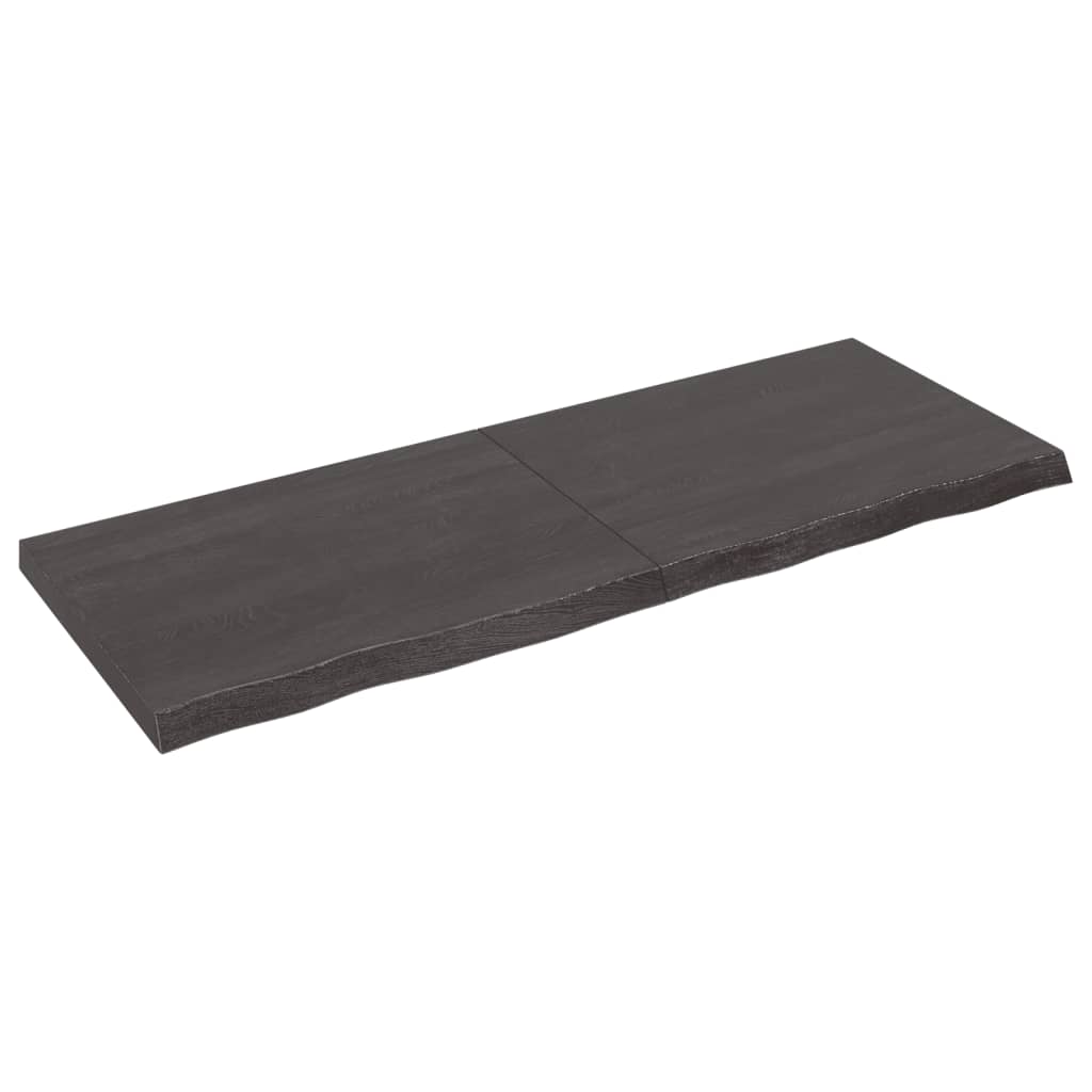 Wastafelblad 160X60X(2-6) Cm Behandeld Massief Hout Donkerbruin Donkergrijs 160 x 60 x 6 cm