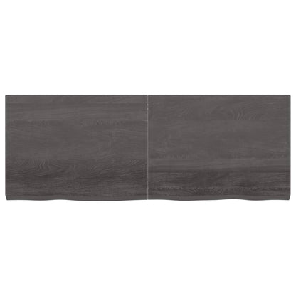 Wastafelblad 160X60X(2-6) Cm Behandeld Massief Hout Donkerbruin Donkergrijs 160 x 60 x 6 cm