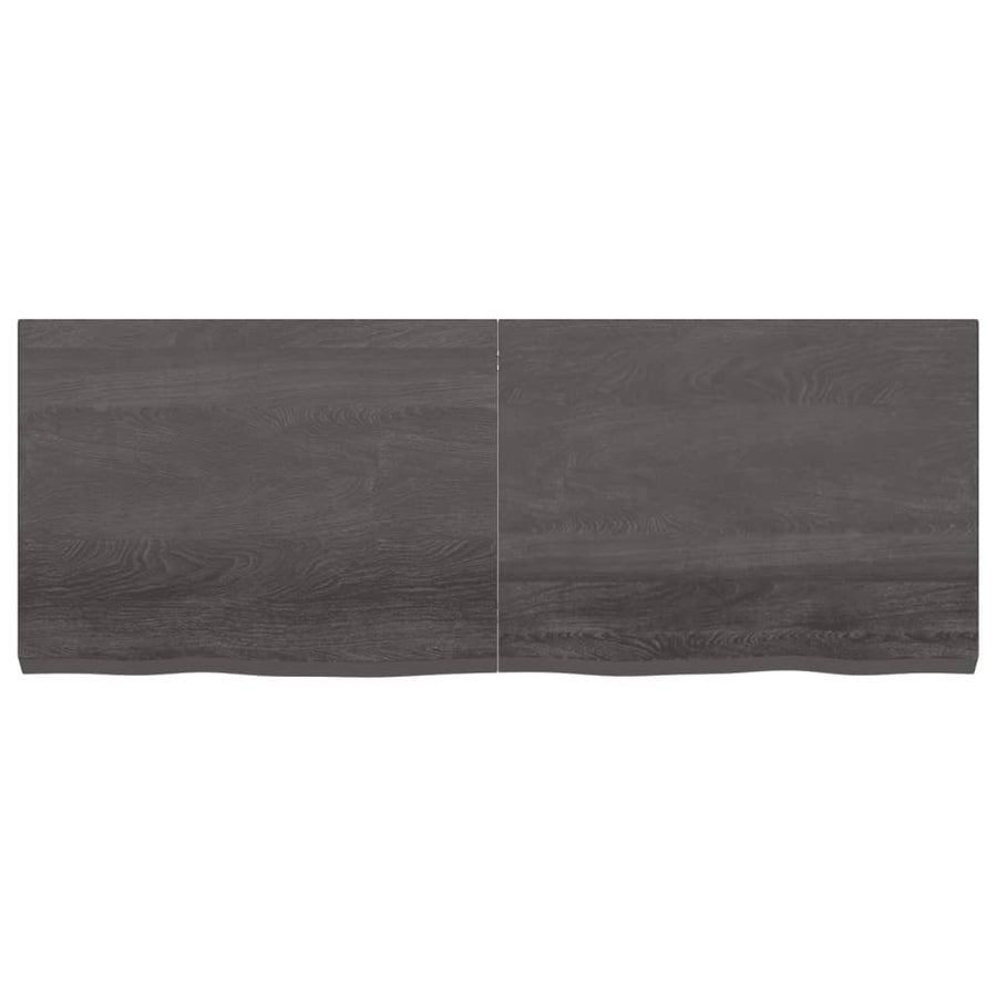 Wastafelblad 160X60X(2-6) Cm Behandeld Massief Hout Donkerbruin Donkergrijs 160 x 60 x 6 cm