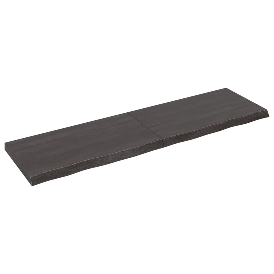 Wastafelblad 180X50X(2-6) Cm Behandeld Massief Hout Donkerbruin Donkergrijs 180 x 50 x 6 cm