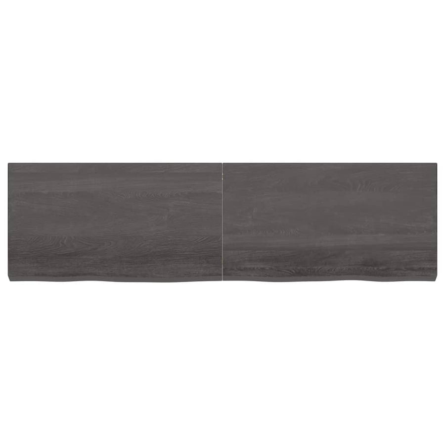 Wastafelblad 180X50X(2-6) Cm Behandeld Massief Hout Donkerbruin Donkergrijs 180 x 50 x 6 cm