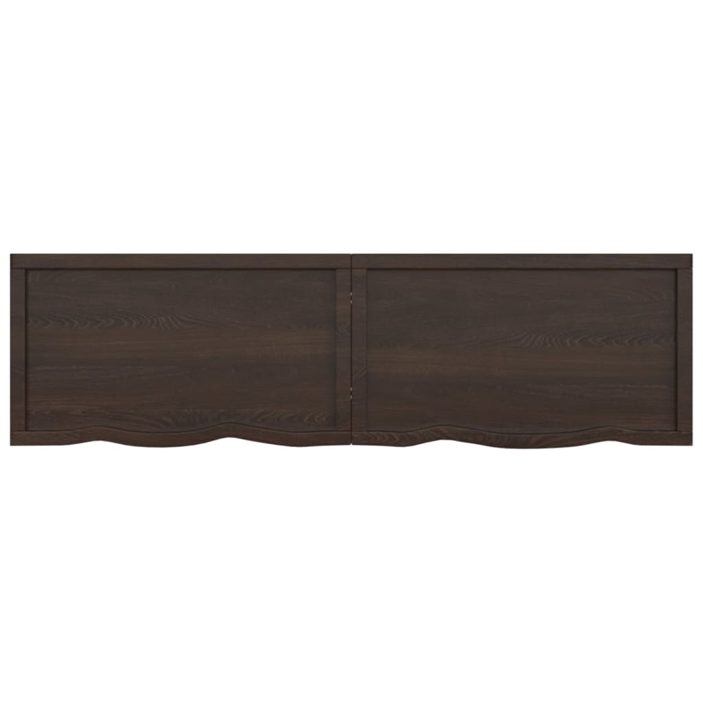 Wastafelblad 180X50X(2-6) Cm Behandeld Massief Hout Donkerbruin Donkergrijs 180 x 50 x 6 cm