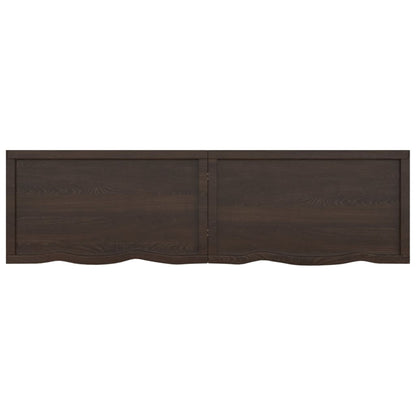Wastafelblad 180X50X(2-6) Cm Behandeld Massief Hout Donkerbruin Donkergrijs 180 x 50 x 6 cm