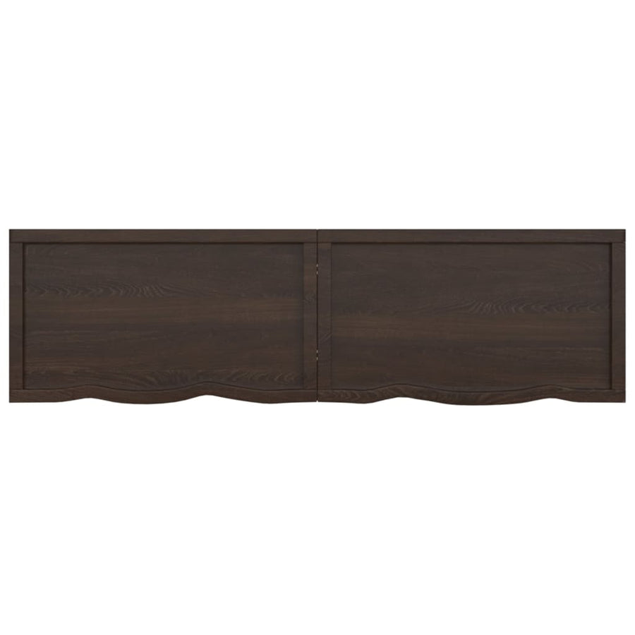 Wastafelblad 180X50X(2-6) Cm Behandeld Massief Hout Donkerbruin Donkergrijs 180 x 50 x 6 cm