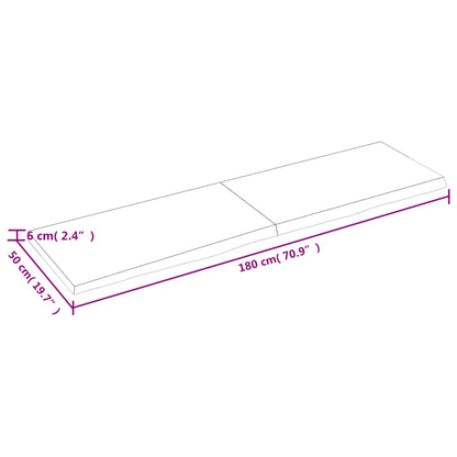 Wastafelblad 180X50X(2-6) Cm Behandeld Massief Hout Donkerbruin Donkergrijs 180 x 50 x 6 cm