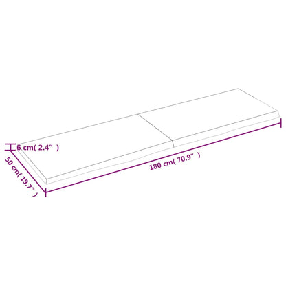 Wastafelblad 180X50X(2-6) Cm Behandeld Massief Hout Donkerbruin Donkergrijs 180 x 50 x 6 cm