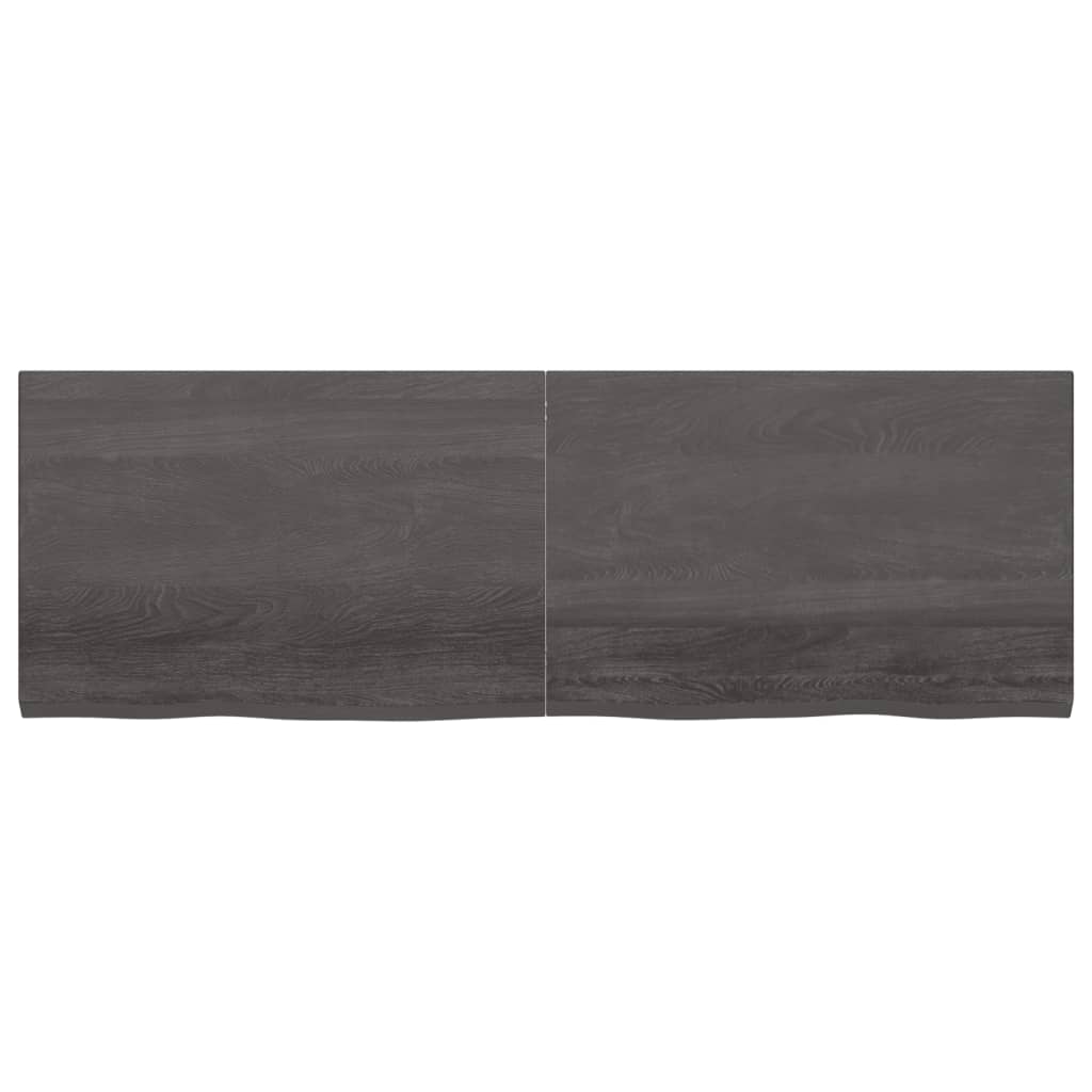 Wastafelblad 180X60X(2-4) Cm Behandeld Massief Hout Donkerbruin Donkergrijs 180 x 60 x 4 cm