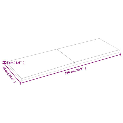 Wastafelblad 180X60X(2-4) Cm Behandeld Massief Hout Donkerbruin Donkergrijs 180 x 60 x 4 cm