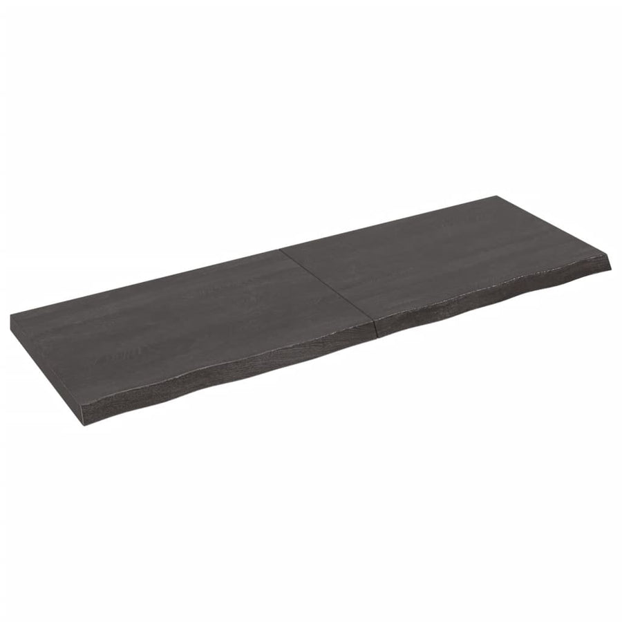 Wastafelblad 180X60X(2-6) Cm Behandeld Massief Hout Donkerbruin Donkergrijs 180 x 60 x 6 cm