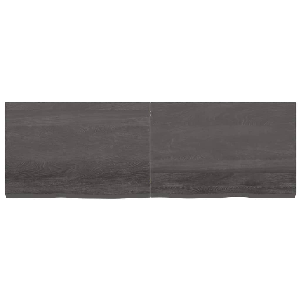 Wastafelblad 180X60X(2-6) Cm Behandeld Massief Hout Donkerbruin Donkergrijs 180 x 60 x 6 cm