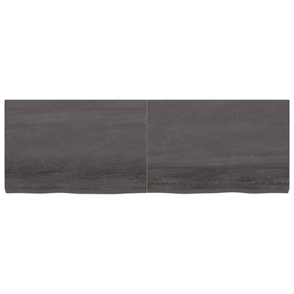 Wastafelblad 180X60X(2-6) Cm Behandeld Massief Hout Donkerbruin Donkergrijs 180 x 60 x 6 cm