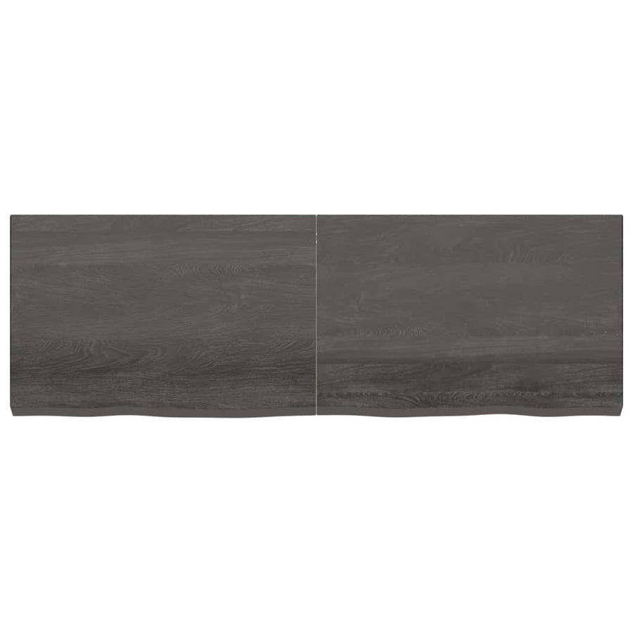 Wastafelblad 180X60X(2-6) Cm Behandeld Massief Hout Donkerbruin Donkergrijs 180 x 60 x 6 cm