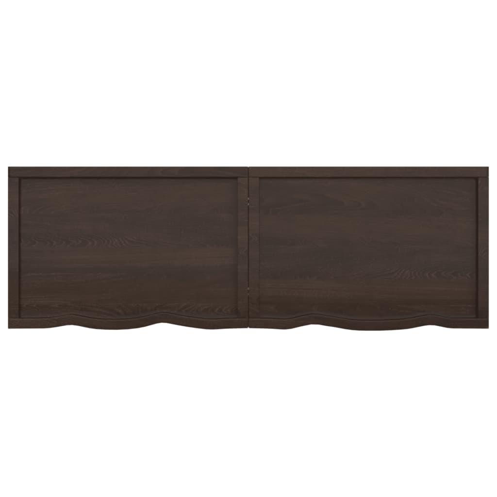 Wastafelblad 180X60X(2-6) Cm Behandeld Massief Hout Donkerbruin Donkergrijs 180 x 60 x 6 cm