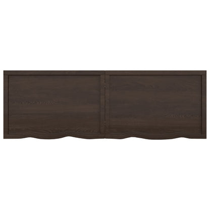 Wastafelblad 180X60X(2-6) Cm Behandeld Massief Hout Donkerbruin Donkergrijs 180 x 60 x 6 cm