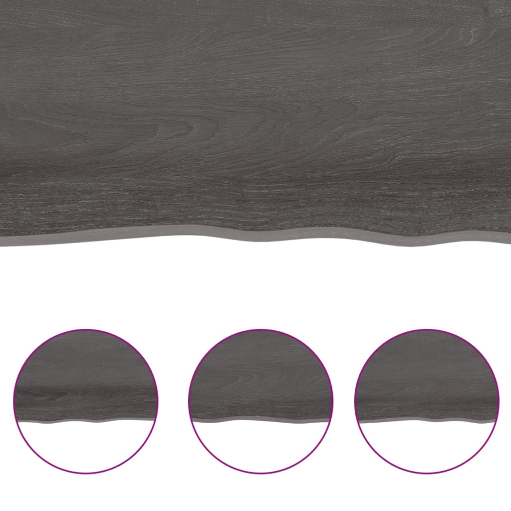 Wastafelblad 180X60X(2-6) Cm Behandeld Massief Hout Donkerbruin Donkergrijs 180 x 60 x 6 cm