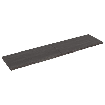 Wastafelblad 200X50X(2-4) Cm Behandeld Massief Hout Donkerbruin Donkergrijs 200 x 50 x 4 cm
