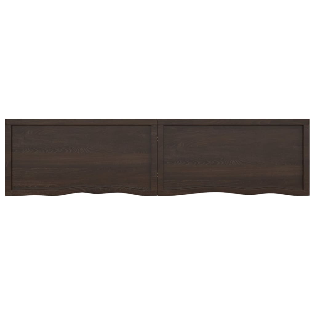 Wastafelblad 200X50X(2-4) Cm Behandeld Massief Hout Donkerbruin Donkergrijs 200 x 50 x 4 cm