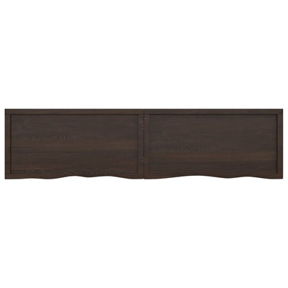 Wastafelblad 200X50X(2-4) Cm Behandeld Massief Hout Donkerbruin Donkergrijs 200 x 50 x 4 cm