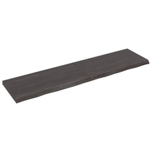 Wastafelblad 200X50X(2-6) Cm Behandeld Massief Hout Donkerbruin Donkergrijs 200 x 50 x 6 cm