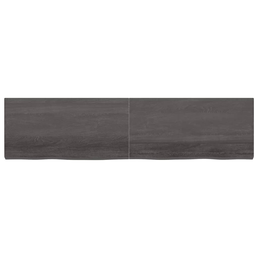 Wastafelblad 200X50X(2-6) Cm Behandeld Massief Hout Donkerbruin Donkergrijs 200 x 50 x 6 cm