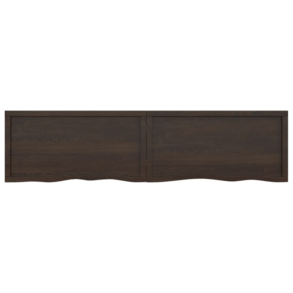 Wastafelblad 200X50X(2-6) Cm Behandeld Massief Hout Donkerbruin Donkergrijs 200 x 50 x 6 cm