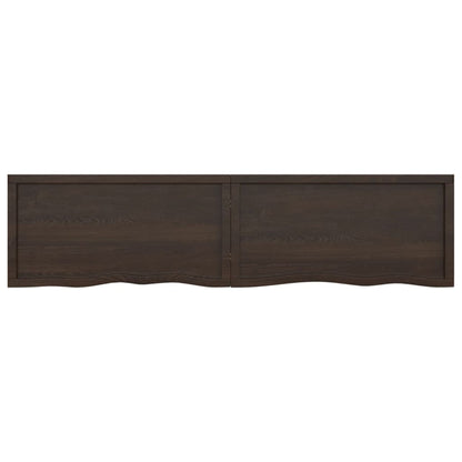 Wastafelblad 200X50X(2-6) Cm Behandeld Massief Hout Donkerbruin Donkergrijs 200 x 50 x 6 cm