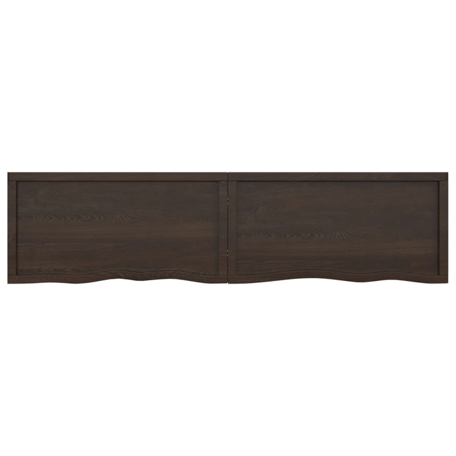 Wastafelblad 200X50X(2-6) Cm Behandeld Massief Hout Donkerbruin Donkergrijs 200 x 50 x 6 cm
