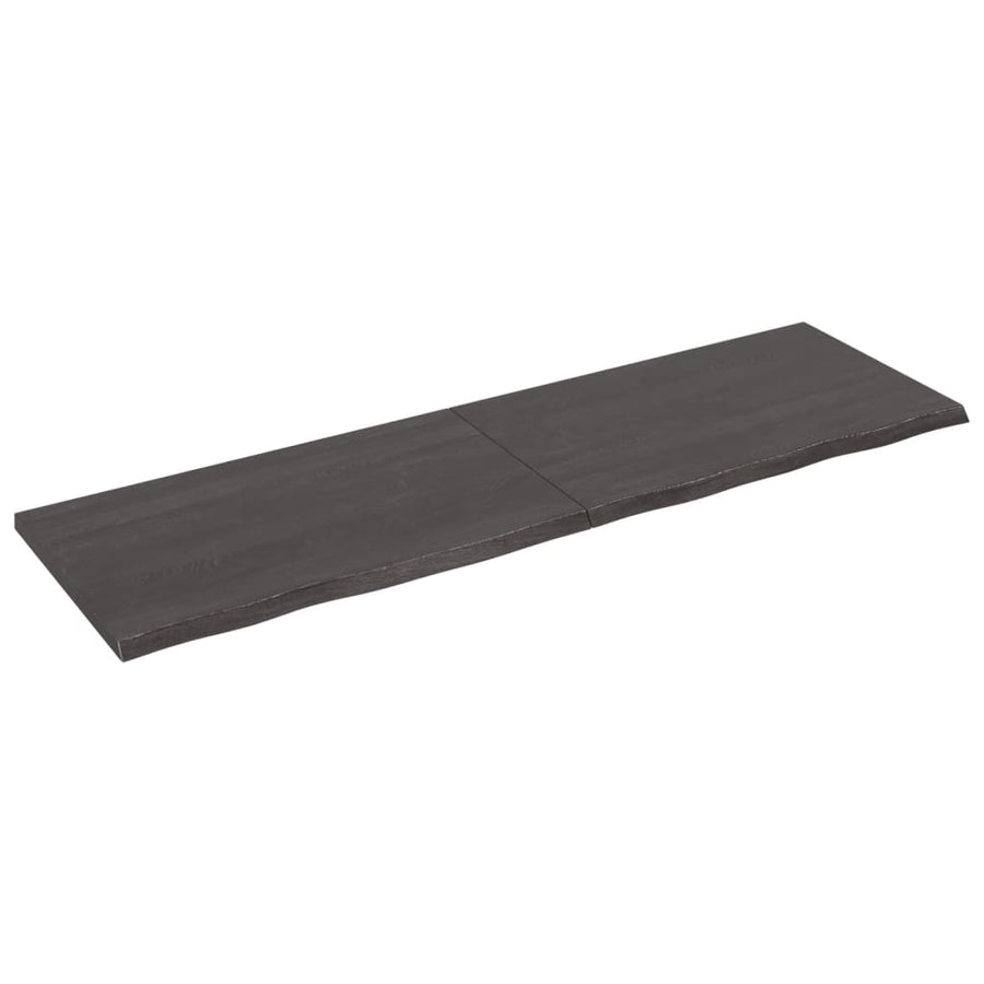 Wastafelblad 200X60X(2-4) Cm Behandeld Massief Hout Donkerbruin Donkergrijs 200 x 60 x 4 cm