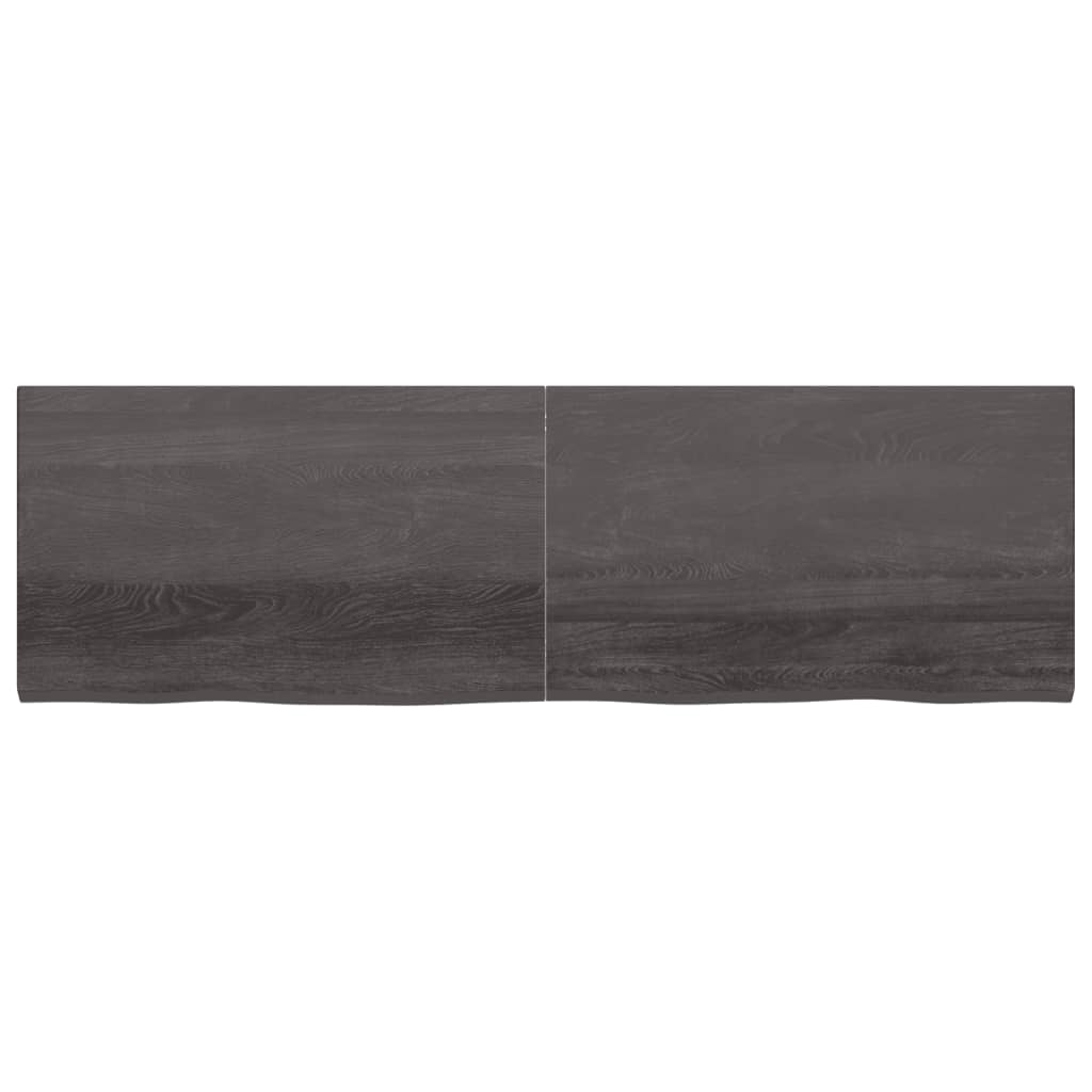 Wastafelblad 200X60X(2-4) Cm Behandeld Massief Hout Donkerbruin Donkergrijs 200 x 60 x 4 cm
