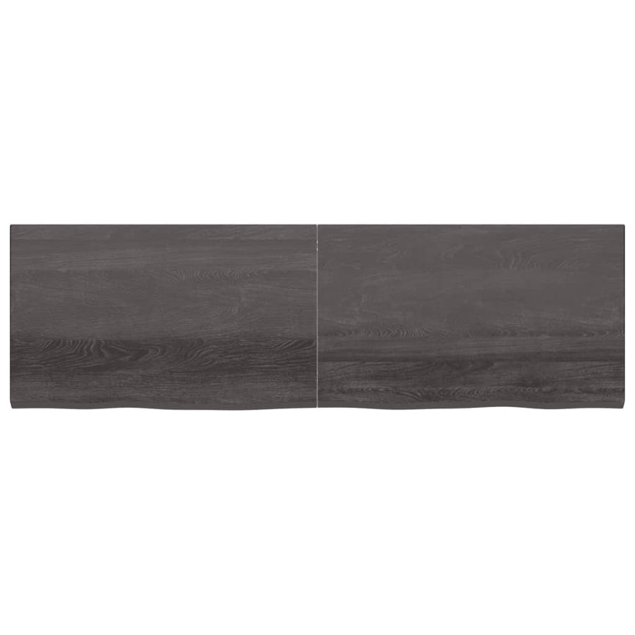 Wastafelblad 200X60X(2-4) Cm Behandeld Massief Hout Donkerbruin Donkergrijs 200 x 60 x 4 cm