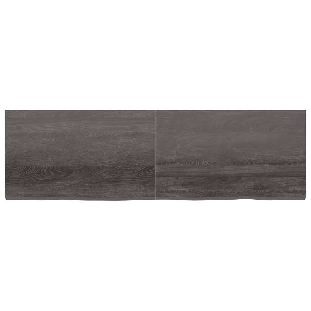 Wastafelblad 200X60X(2-6) Cm Behandeld Massief Hout Donkerbruin Donkergrijs 200 x 60 x 6 cm