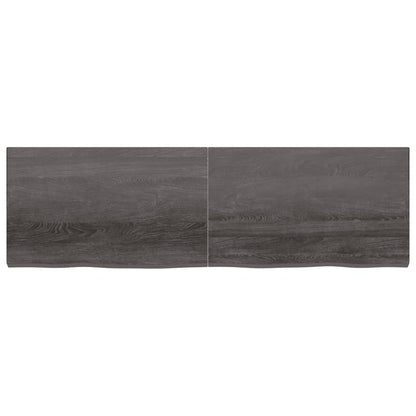 Wastafelblad 200X60X(2-6) Cm Behandeld Massief Hout Donkerbruin Donkergrijs 200 x 60 x 6 cm
