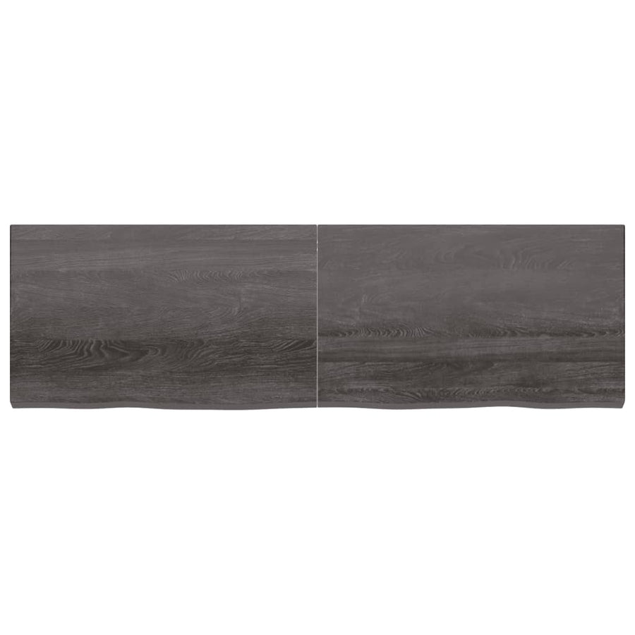 Wastafelblad 200X60X(2-6) Cm Behandeld Massief Hout Donkerbruin Donkergrijs 200 x 60 x 6 cm