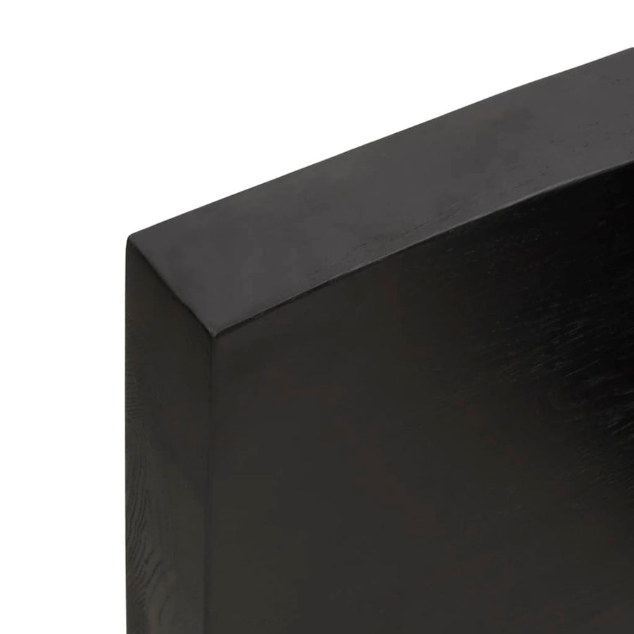 Wastafelblad 200X60X(2-6) Cm Behandeld Massief Hout Donkerbruin Donkergrijs 200 x 60 x 6 cm