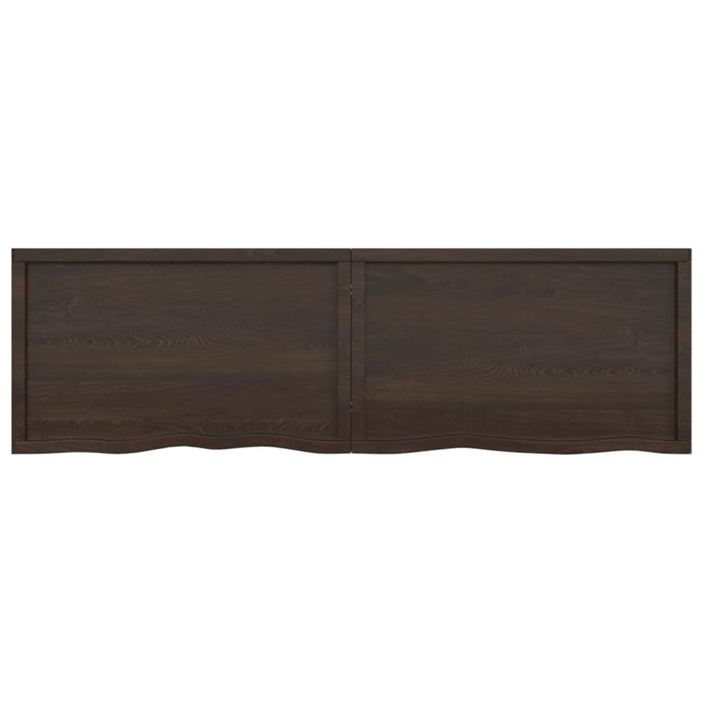 Wastafelblad 200X60X(2-6) Cm Behandeld Massief Hout Donkerbruin Donkergrijs 200 x 60 x 6 cm