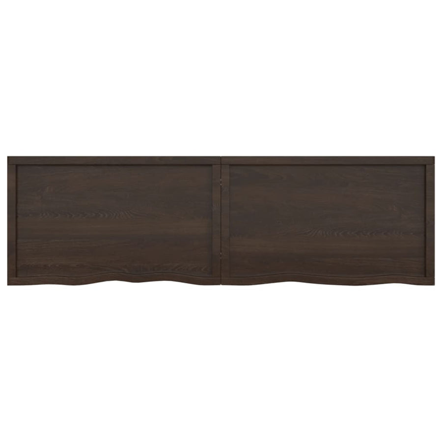 Wastafelblad 200X60X(2-6) Cm Behandeld Massief Hout Donkerbruin Donkergrijs 200 x 60 x 6 cm